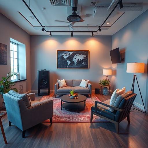 Lounge area at Harmony Hub Studios with comfortable seating and a creative atmosphere